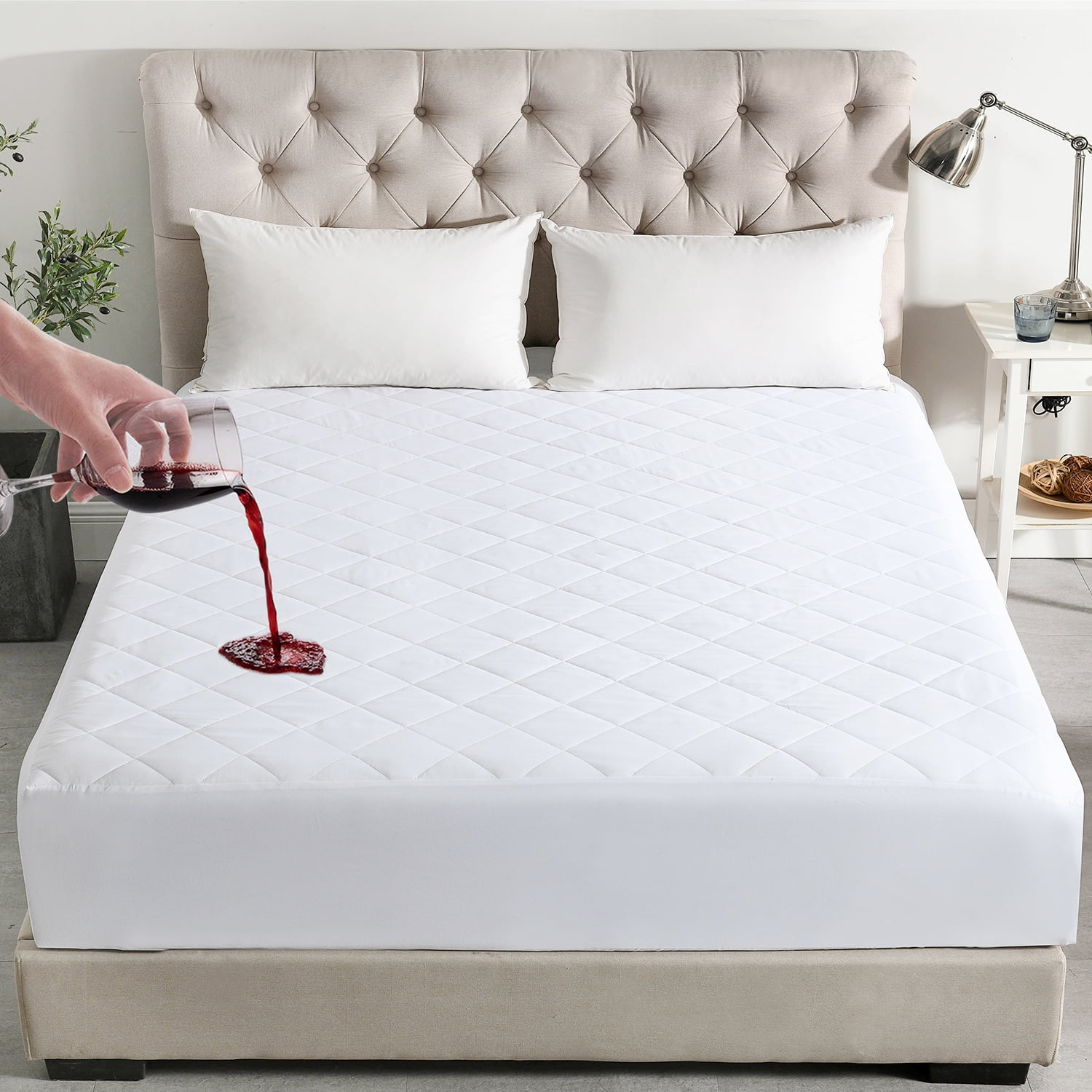 Mattress Pad Cover Topper Protector Quilted Fitted King Queen Full Twin Size Top 