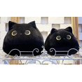thumbnail image 5 of HOYUFEI 3D Black (16inch/0.88lb) Cat Plush Stuffed Animal Toy Pillow, Fat Plushie, Kawaii Pillows Cat Shape Design Lumbar Back Cushion Decoration (16 inches), 5 of 7