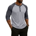 thumbnail image 4 of Resicozy 3/4 Sleeve Shirt Men Summer Color Block Henley Neck Baseball T-Shirts Casual Loose Fit Tees T-Shirt Gray XL, 4 of 7