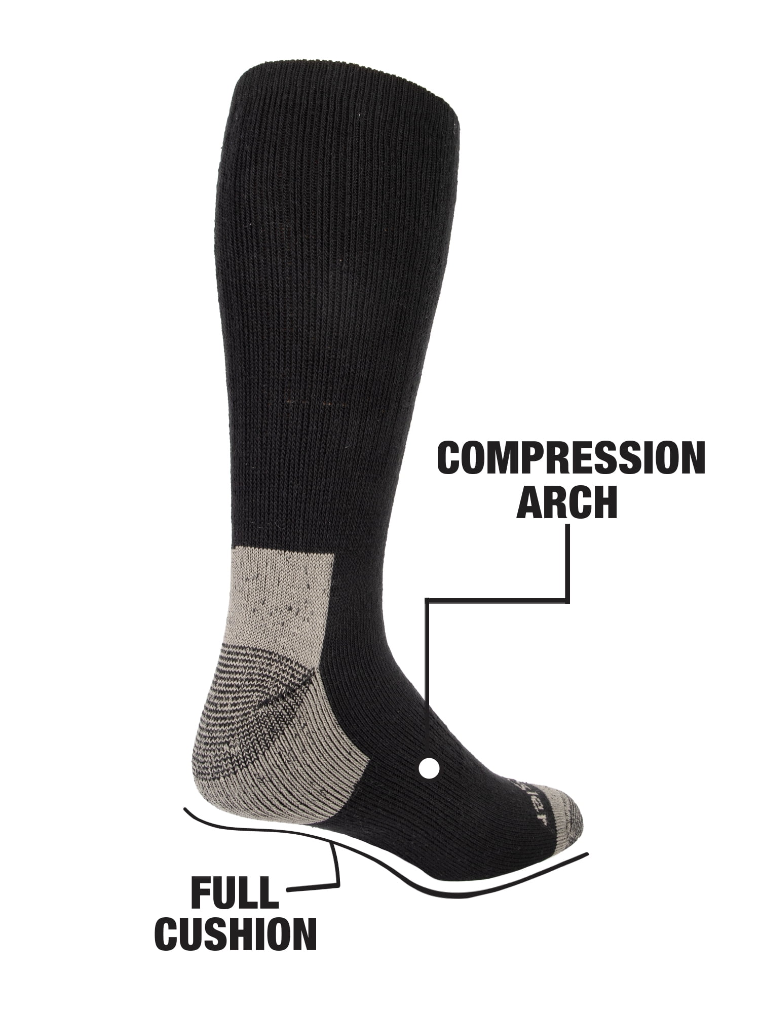 Wrangler Men's Ultimate Comfort Crew Socks, Work Socks for Men, Grey/Black, 6 Pack