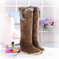 thumbnail image 6 of Fesfesfes Womens Snow Boots Long Boots Slip-on Velvet Lined Warm Boots Solid Color Shoes with Tassels Flat Knee High Boots 38(US:6.5), 6 of 6