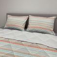 thumbnail image 2 of Bohemian Stripe Comforter & Sham Bedding Set, Theme Vintage Striped Abstract Patterns, 3 pcs Duvet Set Microfiber Filling Quilt, 5 Sizes, Salmon Pale Blue Sepia, by Ambesonne, 2 of 4