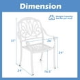 thumbnail image 3 of Gymax Set Of 2 Patio Cast Aluminum Dining Chairs Armrests Outdoor Stackable White, 3 of 6