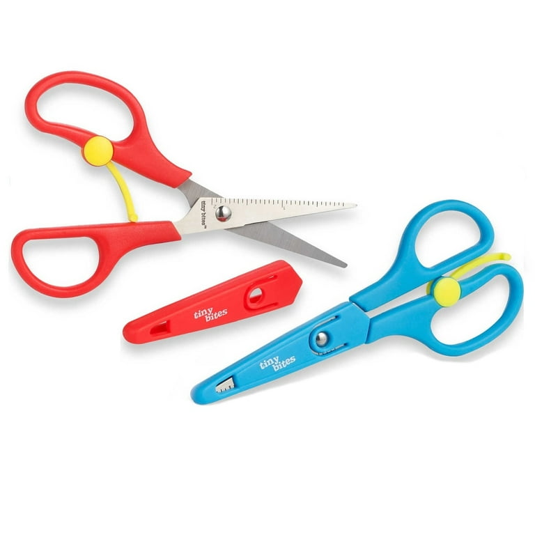 Blue And Red Baby Food Scissors,Baby Food Scissors,Portable Stainless Steel  Scissor Children Safety Food Cutter with Cover for Baby Infant