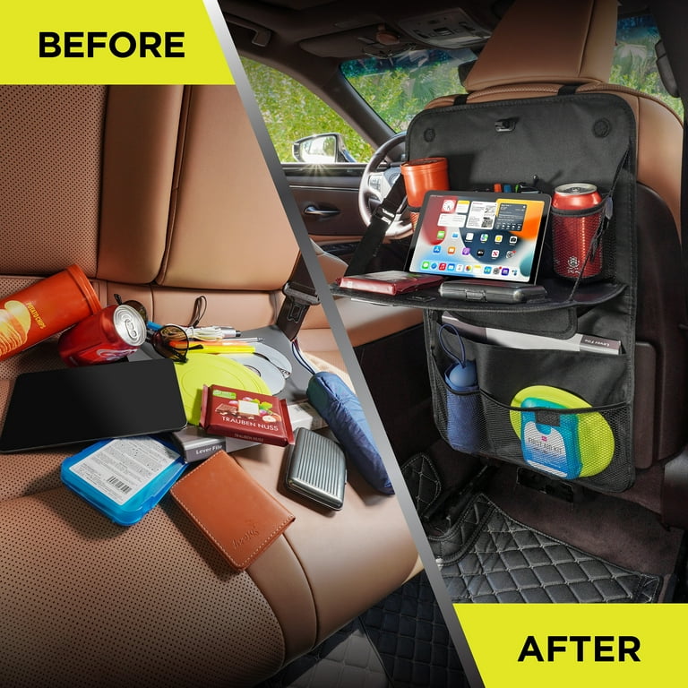 Auto Drive Black Multi-Pocket Backseat Organizer Fits On All Type Vehicles  1 Pack, 23.43*15.16 