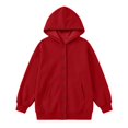 thumbnail image 4 of Huangx Girls Button Hoodie Sweatshirt, Long Sleeve Henley Pullover with Front Pocket, Casual Fall Winter School Outfit for Teen Girls & Kids Red 11-12 Years, 4 of 7