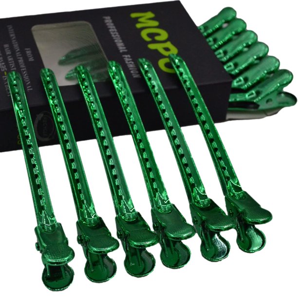 12 Piezas Pinzas de Pelo de Pico de Pato de Metal para Seccionar el Cabello Pinzas de Cocodrilo para Peinar Pinzas de Pico de Pato Divididas con Agujeros Antideslizantes Herramientas de Peinado de Pel