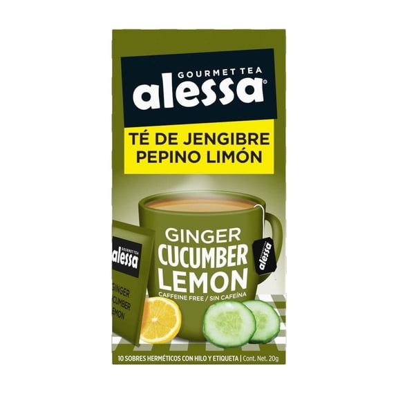 Té gourmet Alessa jengibre pepino limón 10 sobres de 2 g c/u
