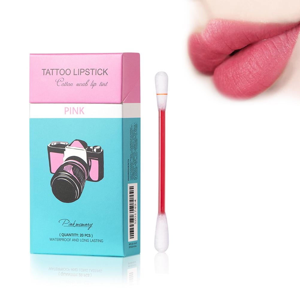 20 Pcs/Box Tattoo Lipstick Cigarette Case Cotton Swab Long Lasting Lip