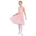 thumbnail image 4 of Sinleey Kids Girls Ballet Modern Lyrical Dance Dress Asymmetrical Hem Leotard Tutu Skirt Figure Ice Skating Dress Pink 10, 4 of 7