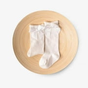 Toddler Girls White Knee High Socks with Bows 2-4Y