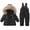 23 Black, variant on Toddler Winter Coat and Snow Bib Pants for Boys Girls Snowsuits Hooded Warm Thicken Windproof Waterproof Snow Outfits