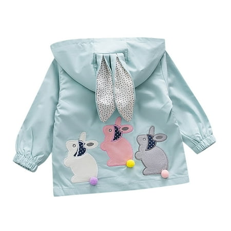 

nsendm Toddler Ear Windproof Outwear Coat Girls Kids Hooded Baby Casual Clothes Rabbit Girls 5t Winter Coat Coat Sky Blue 2-3 Years