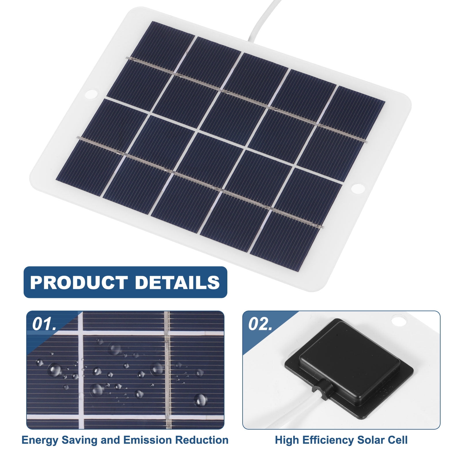 5V 0.6A 3W Mini Solar Panels, USB Solar Panel Charger with Micro USB Port  for Phone Camera Lighting Charging