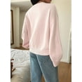 thumbnail image 4 of Women'S Loose V-Neck Long Sleeve Soft Ribbed Knit Pullover Top Solid Color Comfortable Casual Sweater White S, 4 of 5