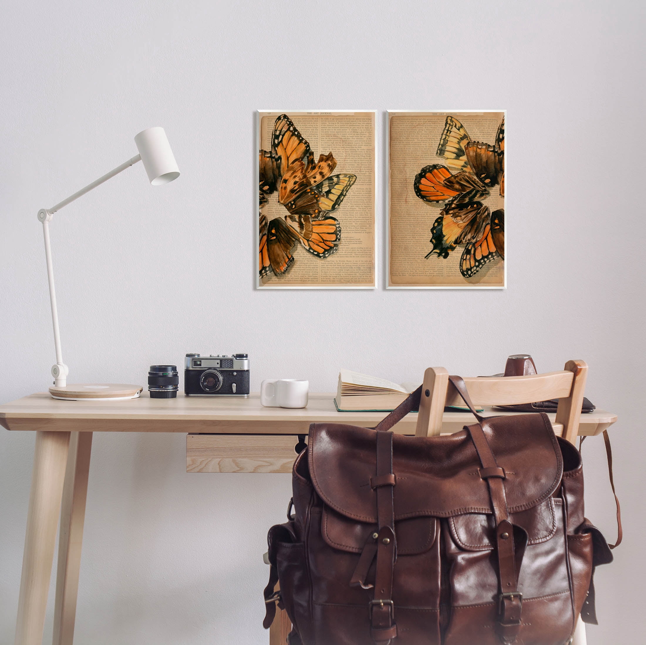 Stupell Industries Vintage Butterfly Literature Pages Graphic Art Unframed Art Print Wall Art, Set of 2, Design by Jennifer Paxton Parker