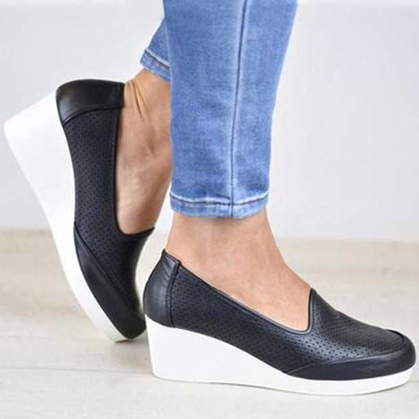 Moda mujer plataforma Casual cuña talón plano gran tamaño hueco zapatos individuales Wmkox8yii sa2177