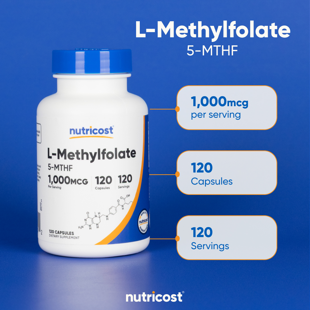 Nutricost Metil Folato 1000 mcg, 120 cápsulas veganas - Suplemento no GMO 5