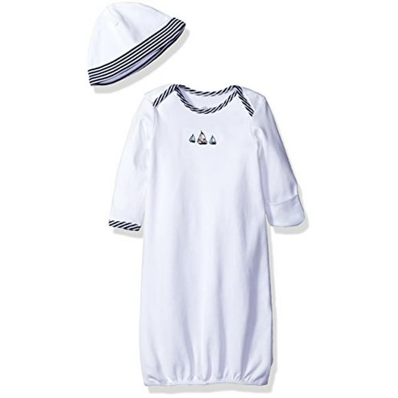 Little Me Boys 2-Piece Gown & Hat Set, Sailboats, 0-3 Months
