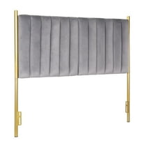 LumiSource Gold Metal, Grey Velvet Chloe Headboard