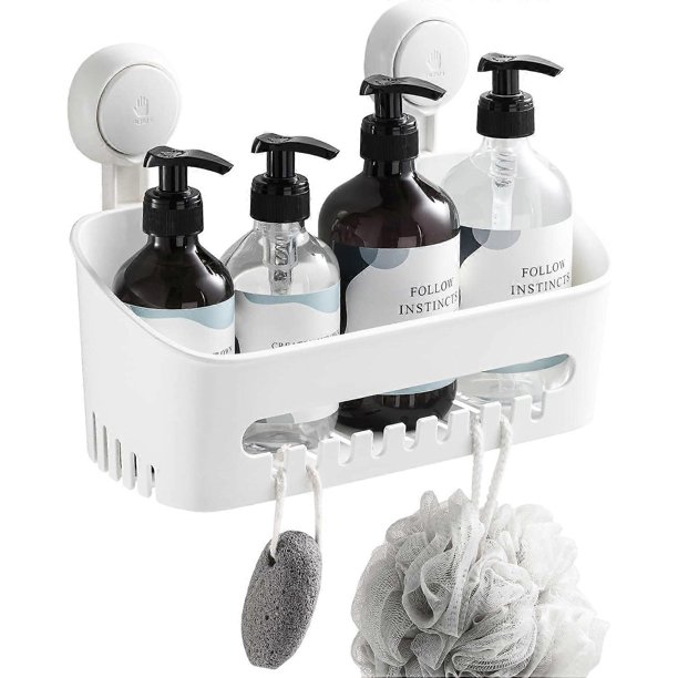 Shower Caddy with Vacuum Suction Cup, No Drilling Removable Shower Shelf, Shampoo and Toiletries Storage Basket, Kitchen, Bathroom, Bedroom, Bathroom