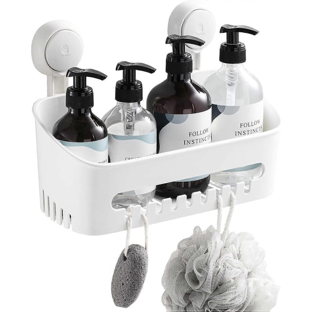 Shower Caddy with Vacuum Suction Cup, No Drilling Removable Shower Shelf, Shampoo and Toiletries Storage Basket, Kitchen, Bathroom, Bedroom, Bathroom