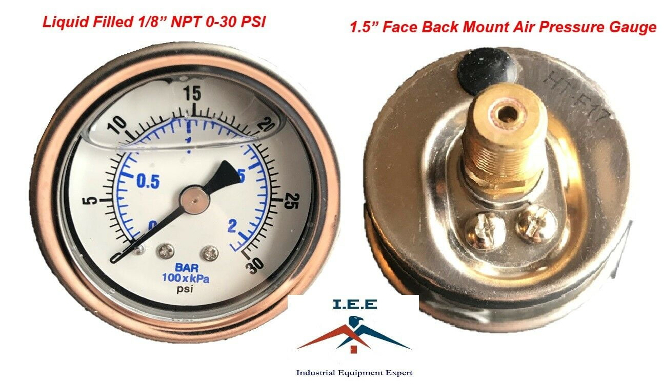 1/8" NPT Pressure Gauge Air Compressor Hydraulic Pressure 0-30 PSI ...