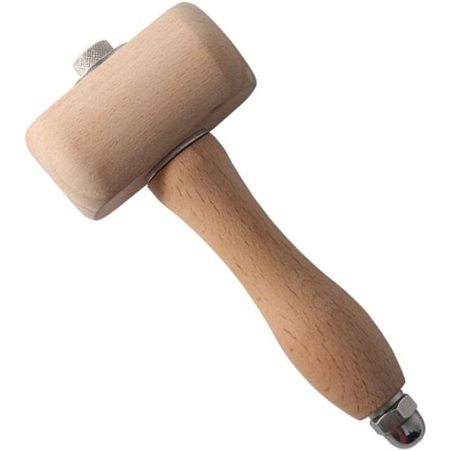 Martillo de Madera de Haya TUNC para Carpintería y Escultura de Cuero 19.5 cm