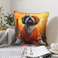 thumbnail image 6 of Fotbe Cartoon Puppy Sunset Pattern Velvet Decorative Throw Pillow Covers with Elegant Piping, Soft Plush Cushion Cover for Sofa, Bed, Car, Office-18"x18", 6 of 8