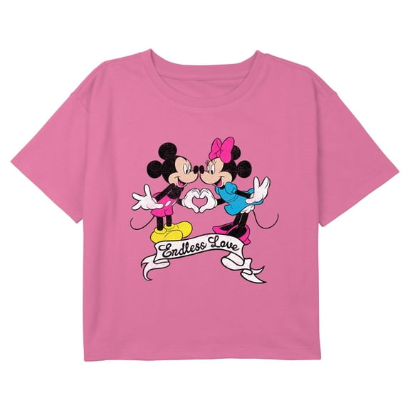 Girl's Mickey & Friends Endless Love Couple Graphic Cropped T-Shirt