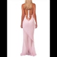 thumbnail image 4 of Vestido de Cóctel Elegante con Cuello Halter, Sin Mangas, con Volantes y en Forma de o para Mujer. Rosa L, 4 of 7