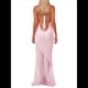 thumbnail image 4 of Vestido de Cóctel Elegante con Cuello Halter, Sin Mangas, con Volantes y en Forma de o para Mujer. Rosa M, 4 of 7