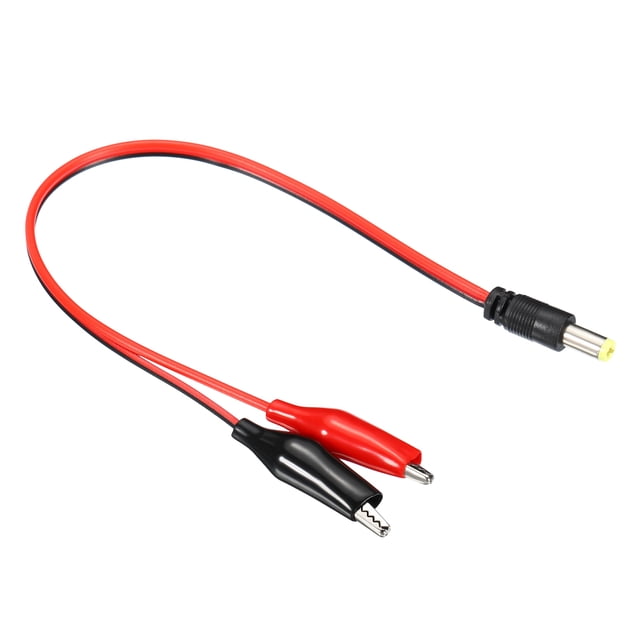 Unique Bargains 5.5 x 2.1mm DC Male Plug to Alligator Clip Connector Power Cable Black Red, 4Pcs