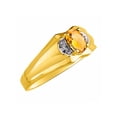 thumbnail image 3 of RYLOS Mens Rings Yellow Gold Plated Silver Classic Design 7X5MM Oval Gemstone & Diamond  Citrine November Birthstone Ring Size 10, 3 of 6