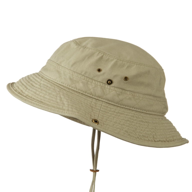 Big Size Camouflaged Brim Cotton Washed Bucket Hat - Khaki  display picture 1