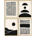 thumbnail image 5 of PixonSign Framed Wall Art Black and White Abstract Geometric Posters, Set of 4 Minimalist Line and Pattern Illustrations Wall Decor, Adhesive Canvas Prints for Home Decor - 12"x16" Natural, 5 of 5