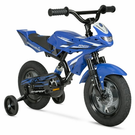 Hyper Bicycles 12u0022 Boys Speedbike, Blue, With Training Wheels