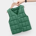 thumbnail image 6 of Riecok Kids Puffer Vest Sleeveless V Neck Button down Cropped Jackets Thermal Solid Warm Winter Outerwear Army Green 5-6T, 6 of 6