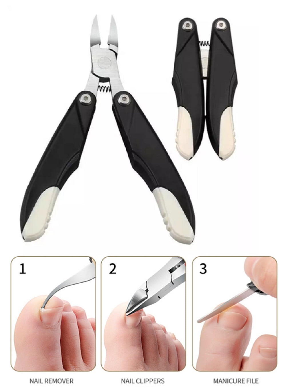 1 Pack Foldable Nail Nipper Cuticle Trimmer Scissors for Seniors Toenail Clippers For Thick Ingrown Nails Portable Nail Cutter Dead Skin Remover