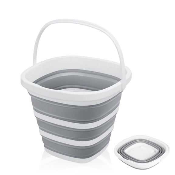 Collapsible Bucket Mop Bucket with Handle, 2.6 Gallon Silicone Square Mopping Bucket, Portable Buckets for Windows Cleaning, Car Washing, Garden Hiking Fishing Camping