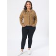 thumbnail image 3 of DARING DIVA Women's Plus Size Washed Front Frayed Classic Denim Jacket 3X Light Brown, 3 of 6