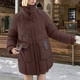 thumbnail image 6 of Breezora Womens Medium Length Puffer Jacket Winter Thickened Cotton Blend Coat With High End Texture XL Size Coffee, 6 of 9