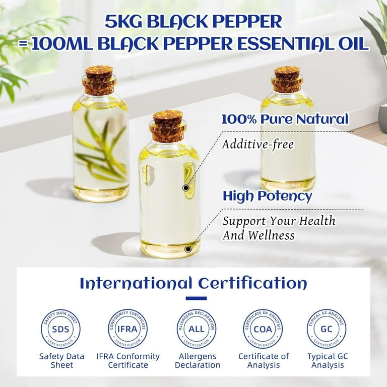 HIQILI Natural Black Pepper Essential Oils, for Skin, Diffuser