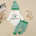 thumbnail image 2 of Staki St Patty Day Outfits for Girls Baby Girl St Patricks Day Outfit Long Sleeve Ruffle Romper + Flared Pants + Headband 3pcs Outfit Sets 0-18M(Green,12-18 Months), 2 of 9