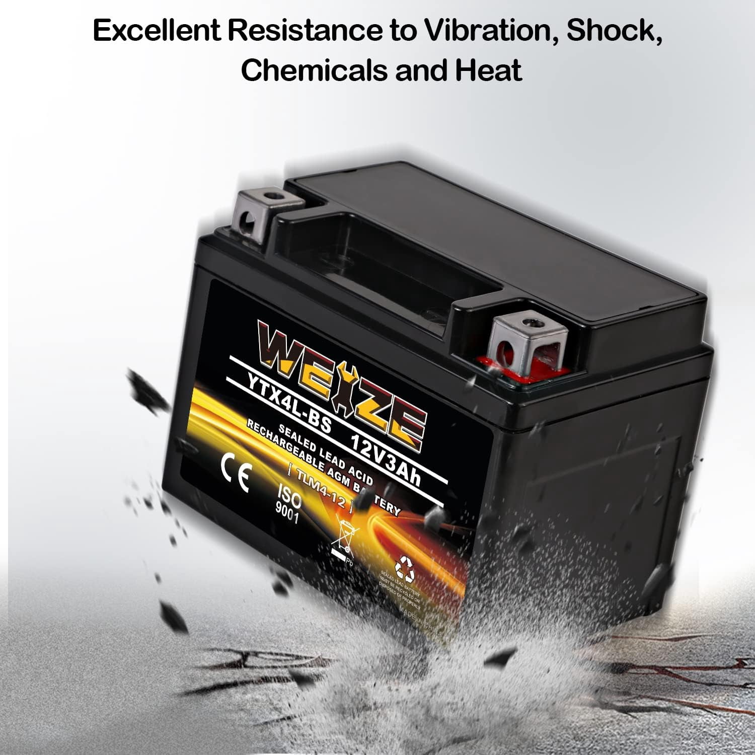 YTX14 BS ATV Battery High Performance - Maintenance Free - Sealed AGM YTX14-BS Motorcycle Battery compatible with Honda Suzuki Kawasaki Yamaha scooter snowmobile