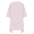 thumbnail image 5 of Mrat Women's Cotton Linen Crew Neck 3/4 Sleeve Mini Dress Casual Loose Solid Summer Flowy Dresses with Pockets S-44 Pink-a XXL, 5 of 6