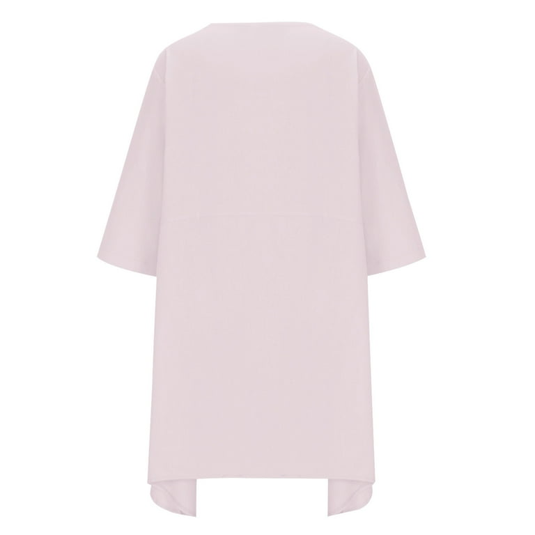 Mrat Women's Cotton Linen Crew Neck 3/4 Sleeve Mini Dress Casual Loose Solid Summer Flowy Dresses with Pockets S-44 Pink-a 5XL - Walmart.com Mrat Women's Cotton Linen Crew Neck 3/4 Sleeve Mini Dress Casual Loose Solid Summer Flowy Dresses with Pockets S-44 Pink-a 5XL - Walmart.com