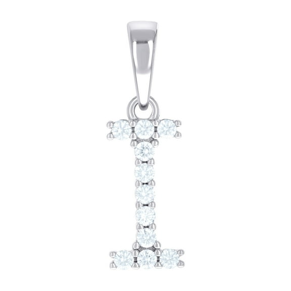 925 Sterling Silver Unisex Cubic Zirconia Letter Name Personalized Monogram Initial I Alphabet Charm Pendant Necklace 24