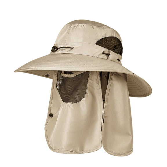 Unisex 360 UV Protection Flap Hat for Men Women Wide Brim Sun Hat with Removable Neck Flap Face Cover Breathable Mesh Safari Cap for Outdoor Fishing Mountaineering Everyday Casual Apparel