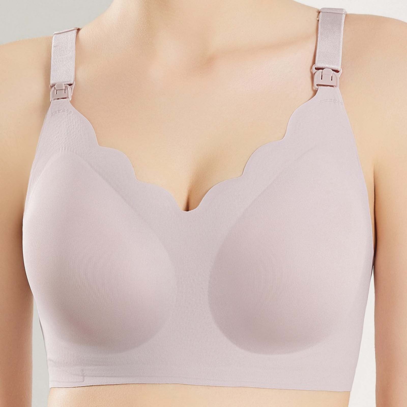 Nursing Bra Wavy Breastfeeding Bras For Women Seamless Maternity Support Wireless Pregnancy Sleep Bralette, XXL, Pink